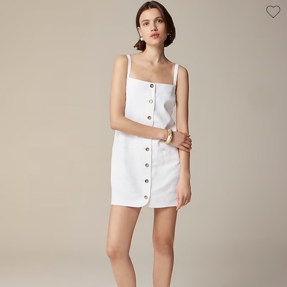 JCrew Linen White Button-Down Dress - Picture 1 of 5